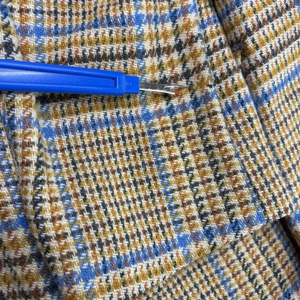 VTG 60s Saks Fifth Avenue British Wool Tweed Prince Of Wales Blazer Mens 40R